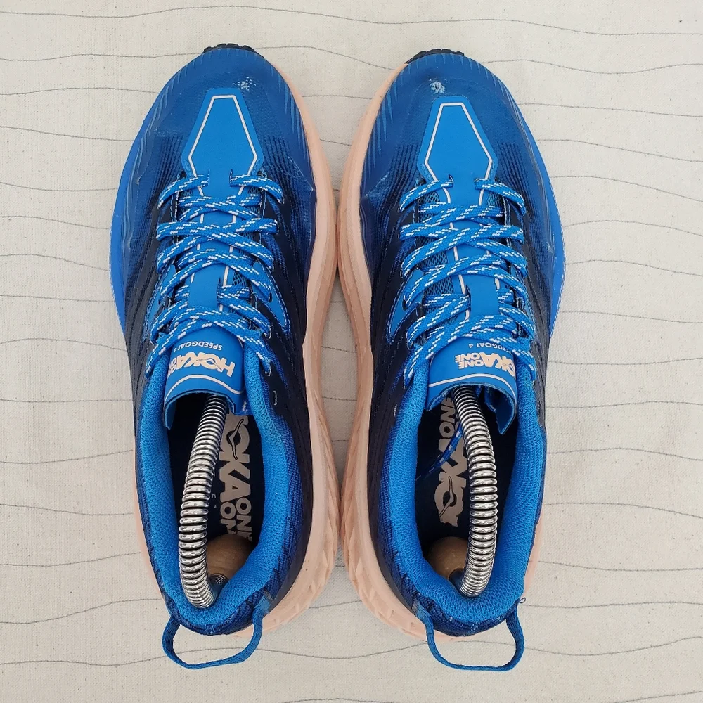 Hoka One One Womens Speedgoat 4 1106527 Blue Trail Running Shoes Sneakers Sz 6.5 - Picture 7 of 14